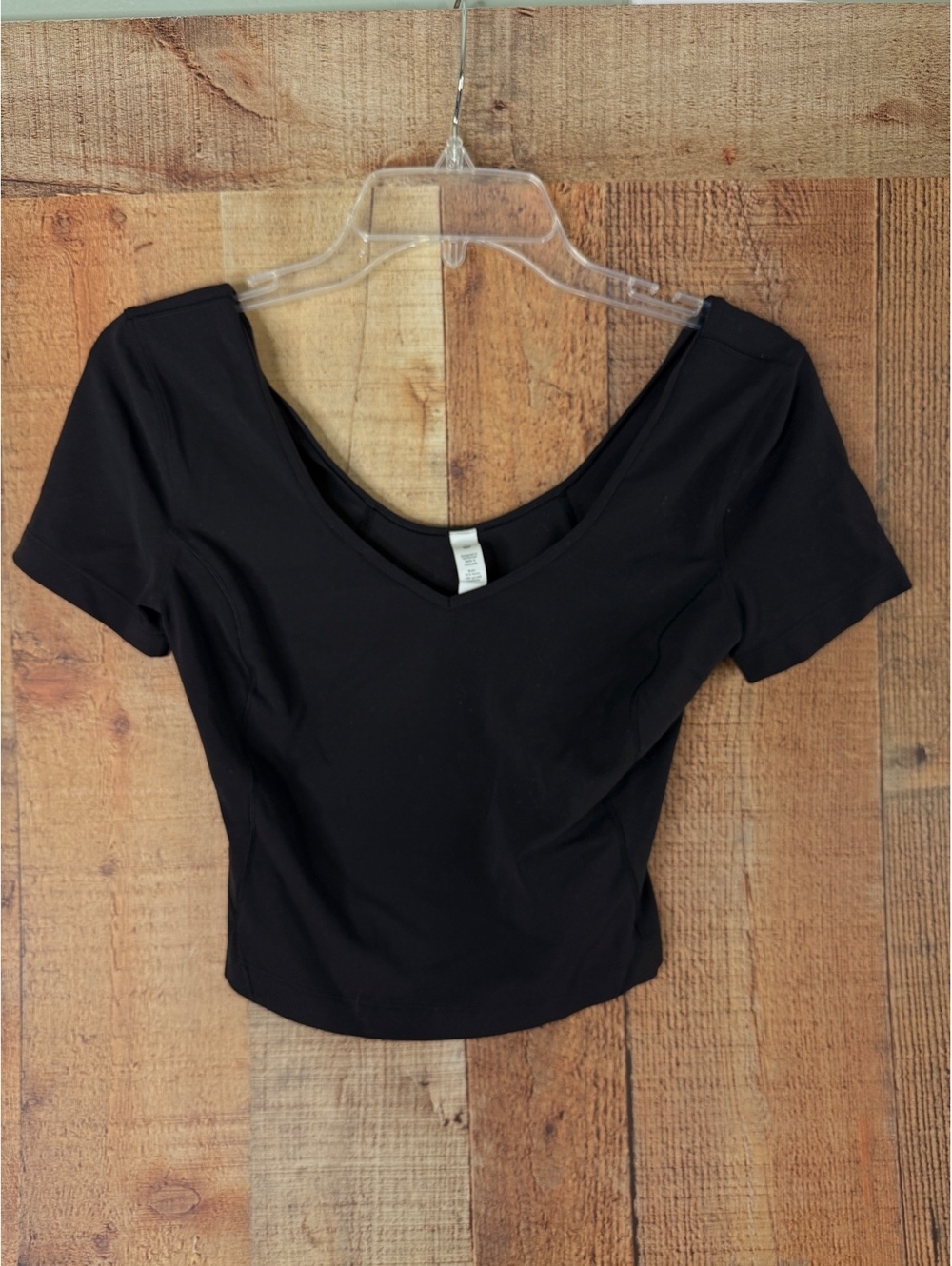 Lululemon Black Scoop Neck Crop Top Size 6 Short Sleeve Balletcore Y2K